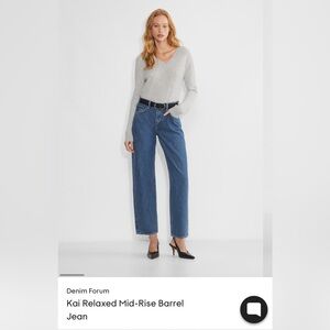 Aritzia Denim Forum Kai Relaxed Mid-rise Barrel Jean in No Stress Medium Blu, 26